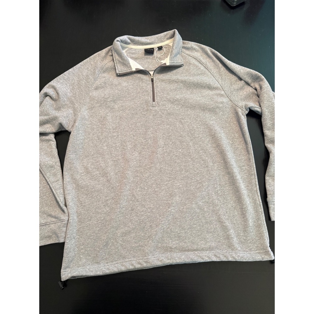 Dunning Golf Mens Large Gray Quarter Zip Pullover Raglan Sleeve Drawstring Hem